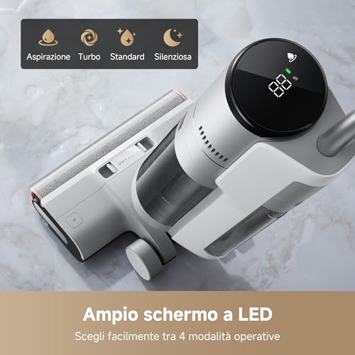DREAME H12 Pro FlexReach Aspirapolvere Lavapavimenti, Design Piatto a 180°, 5 Min di Asciugatura, Aspirazione da 18.000 Pa, Pulizia a caldo a 90 °C, 50 Min di pulizia continua