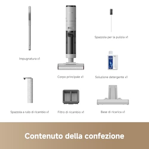 DREAME H12 Pro FlexReach Aspirapolvere Lavapavimenti, Design Piatto a 180°, 5 Min di Asciugatura, Aspirazione da 18.000 Pa, Pulizia a caldo a 90 °C, 50 Min di pulizia continua