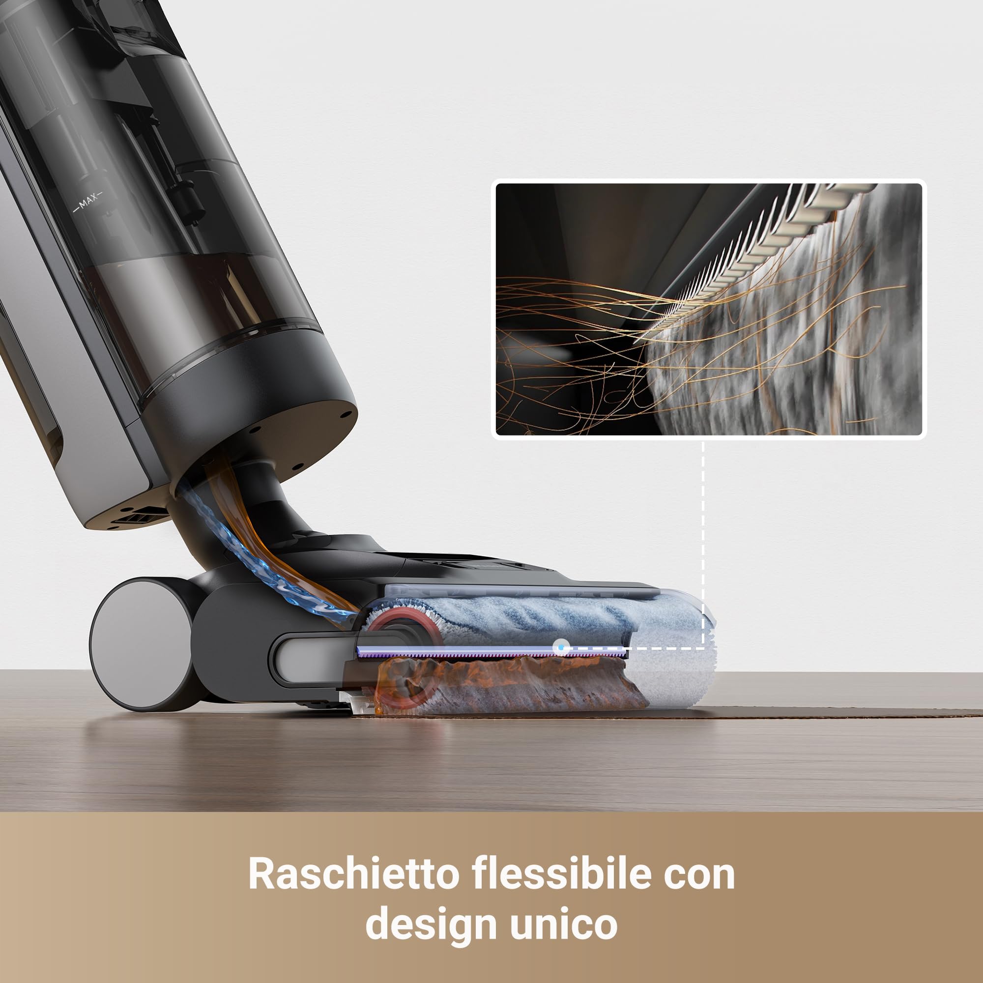DREAME H12 Pro FlexReach Aspirapolvere Lavapavimenti, Design Piatto a 180°, 5 Min di Asciugatura, Aspirazione da 18.000 Pa, Pulizia a caldo a 90 °C, 50 Min di pulizia continua