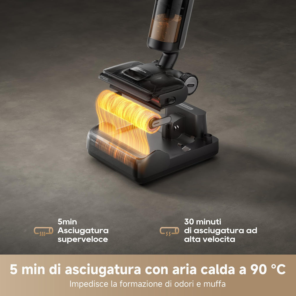 DREAME H12 Pro FlexReach Aspirapolvere Lavapavimenti, Design Piatto a 180°, 5 Min di Asciugatura, Aspirazione da 18.000 Pa, Pulizia a caldo a 90 °C, 50 Min di pulizia continua