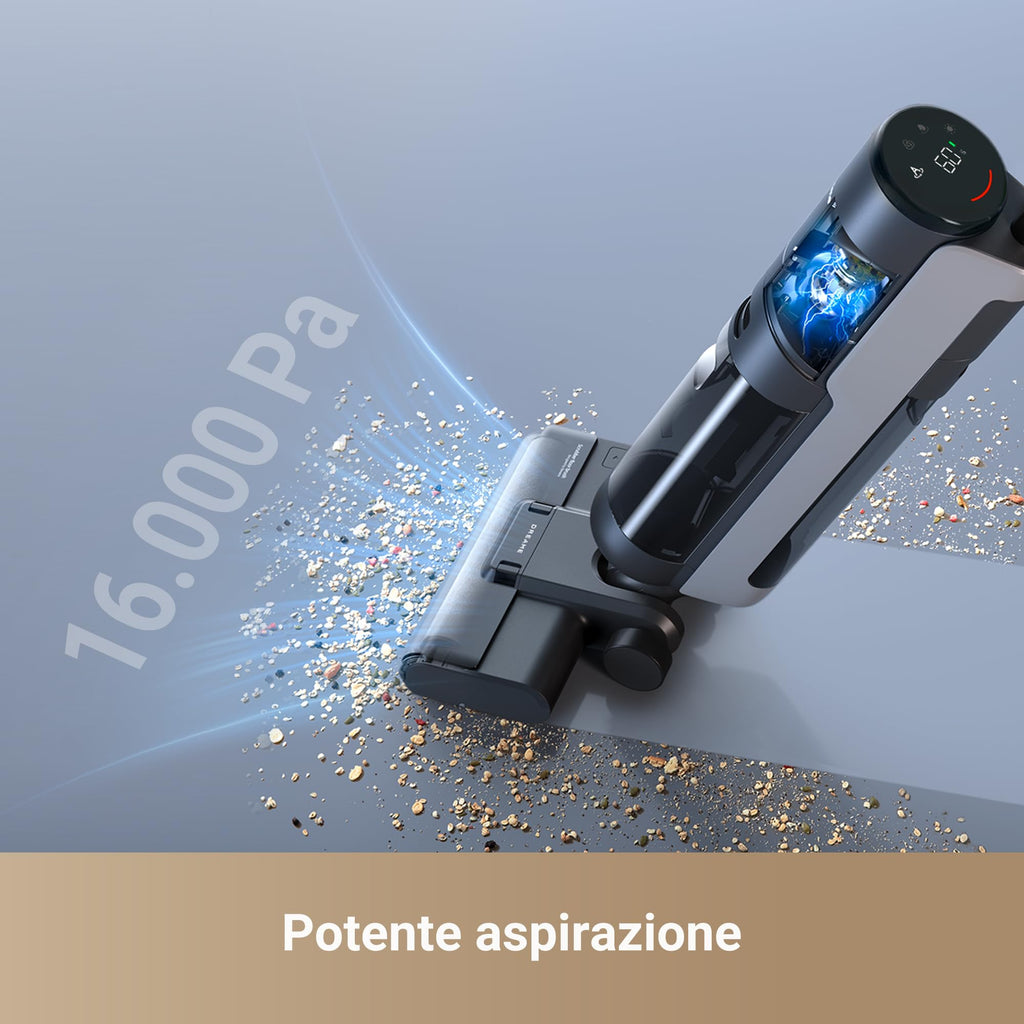 DREAME H12 Pro FlexReach Aspirapolvere Lavapavimenti, Design Piatto a 180°, 5 Min di Asciugatura, Aspirazione da 18.000 Pa, Pulizia a caldo a 90 °C, 50 Min di pulizia continua