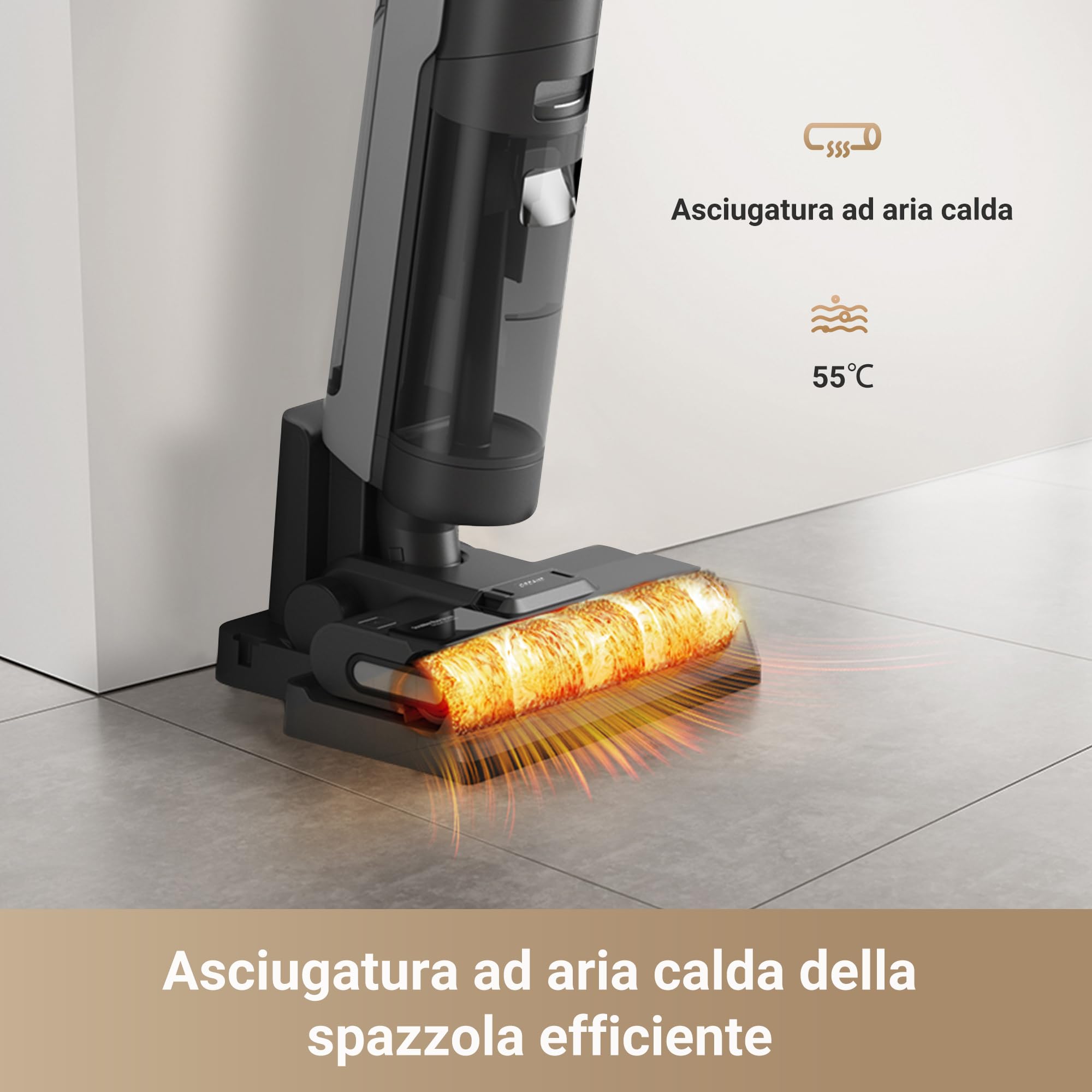 DREAME H12 Pro FlexReach Aspirapolvere Lavapavimenti, Design Piatto a 180°, 5 Min di Asciugatura, Aspirazione da 18.000 Pa, Pulizia a caldo a 90 °C, 50 Min di pulizia continua