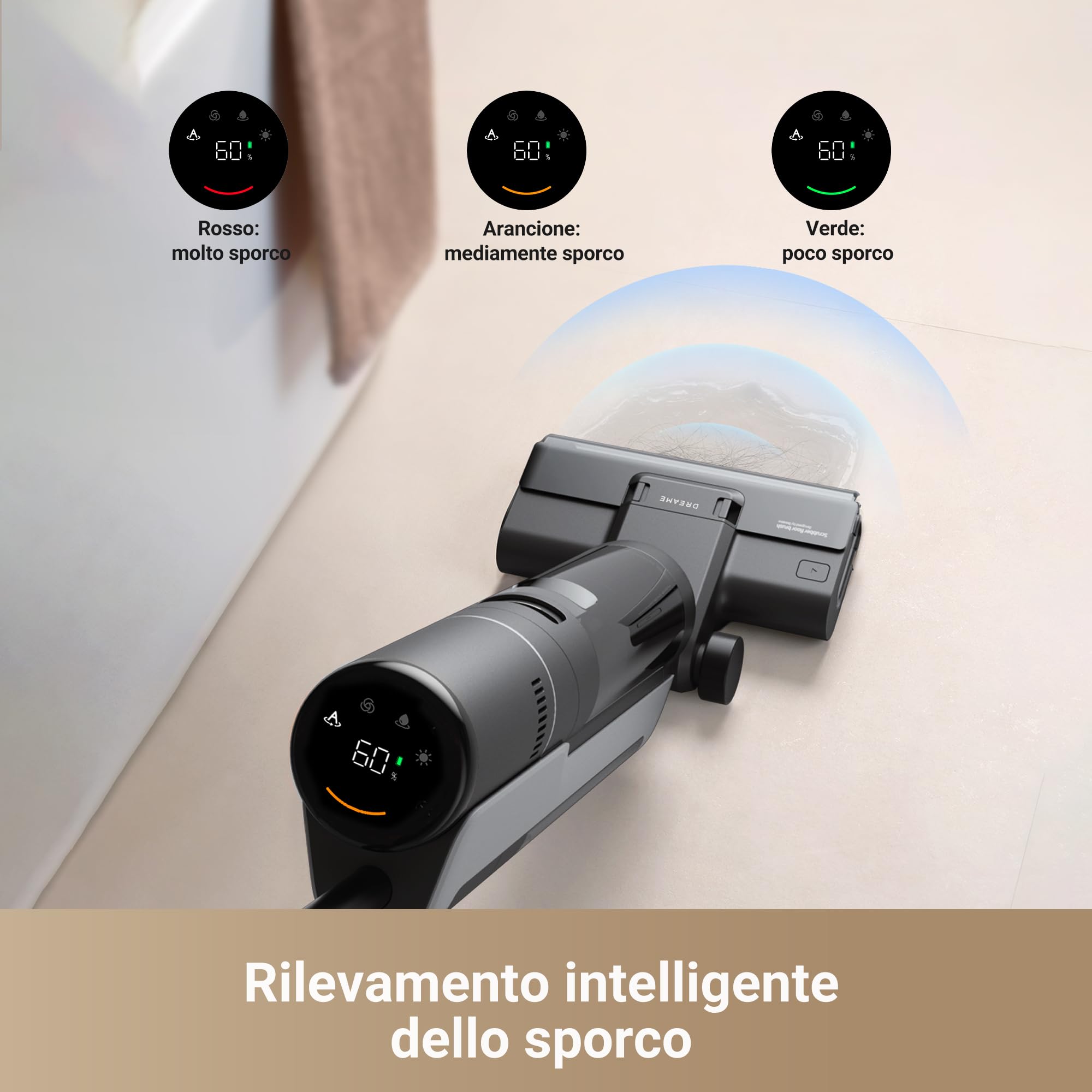 DREAME H12 Pro FlexReach Aspirapolvere Lavapavimenti, Design Piatto a 180°, 5 Min di Asciugatura, Aspirazione da 18.000 Pa, Pulizia a caldo a 90 °C, 50 Min di pulizia continua