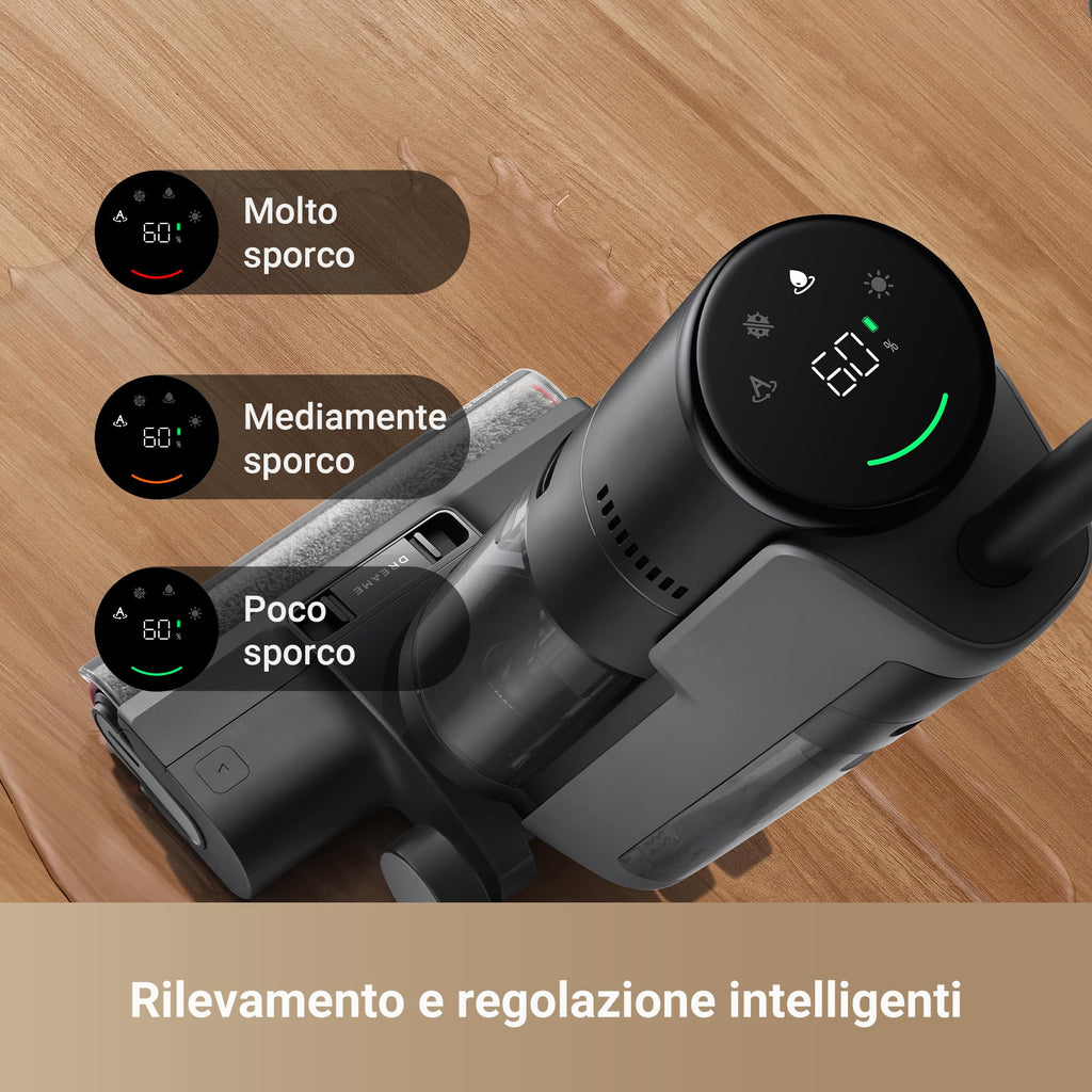 DREAME H12 Pro FlexReach Aspirapolvere Lavapavimenti, Design Piatto a 180°, 5 Min di Asciugatura, Aspirazione da 18.000 Pa, Pulizia a caldo a 90 °C, 50 Min di pulizia continua