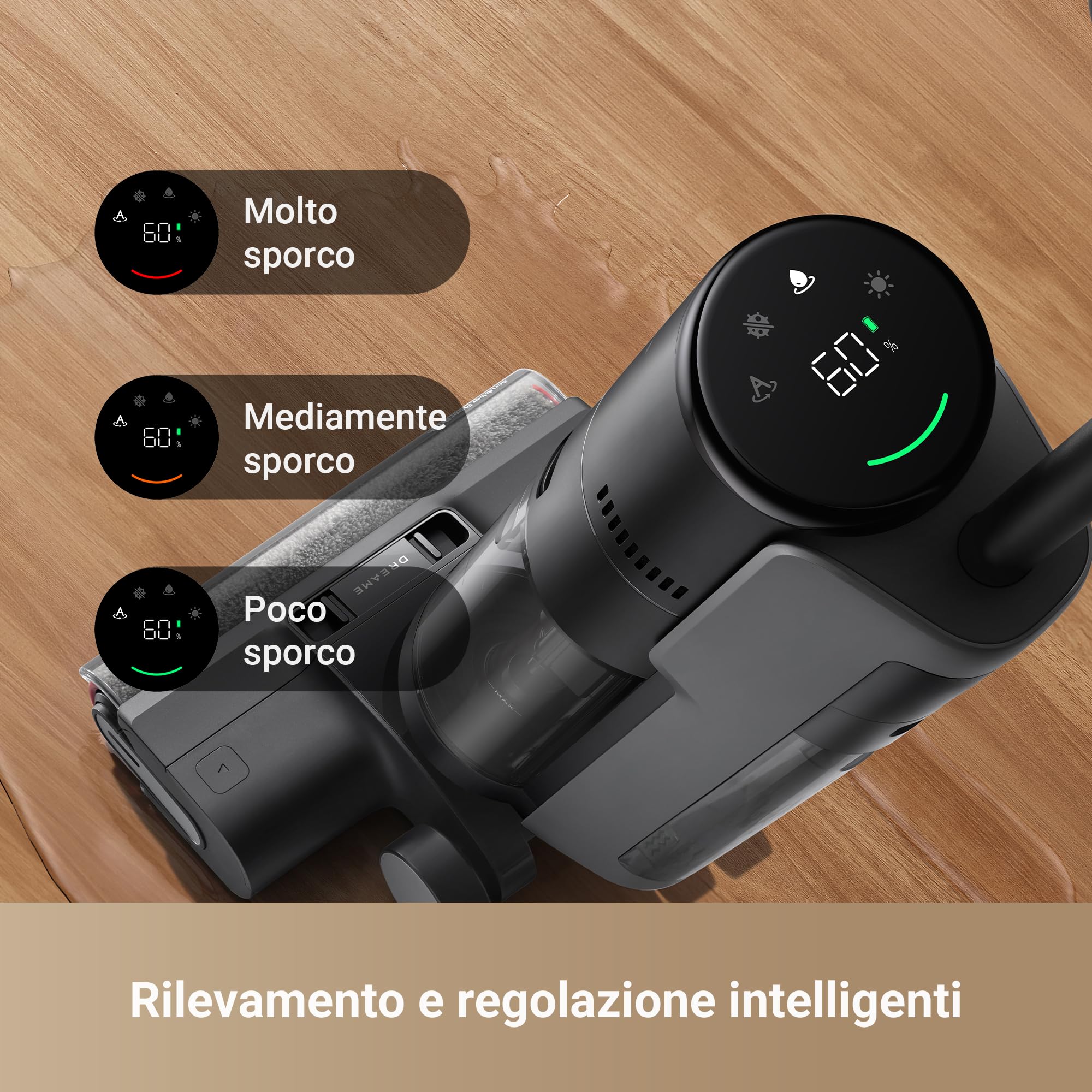 DREAME H12 Pro FlexReach Aspirapolvere Lavapavimenti, Design Piatto a 180°, 5 Min di Asciugatura, Aspirazione da 18.000 Pa, Pulizia a caldo a 90 °C, 50 Min di pulizia continua