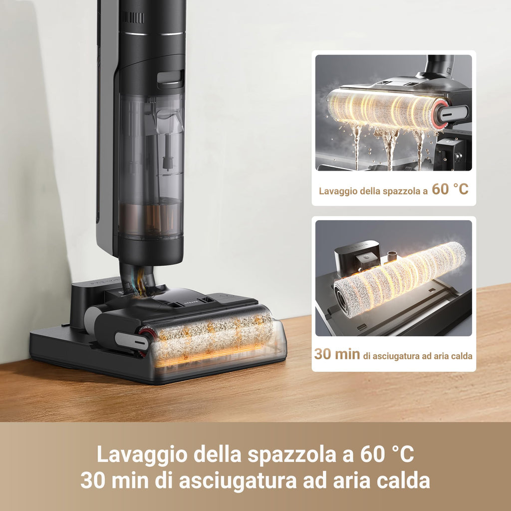DREAME H12 Pro FlexReach Aspirapolvere Lavapavimenti, Design Piatto a 180°, 5 Min di Asciugatura, Aspirazione da 18.000 Pa, Pulizia a caldo a 90 °C, 50 Min di pulizia continua