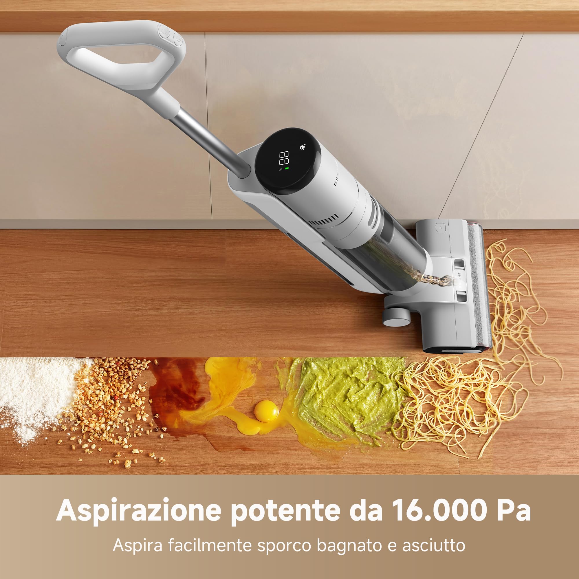 DREAME H12 Pro FlexReach Aspirapolvere Lavapavimenti, Design Piatto a 180°, 5 Min di Asciugatura, Aspirazione da 18.000 Pa, Pulizia a caldo a 90 °C, 50 Min di pulizia continua