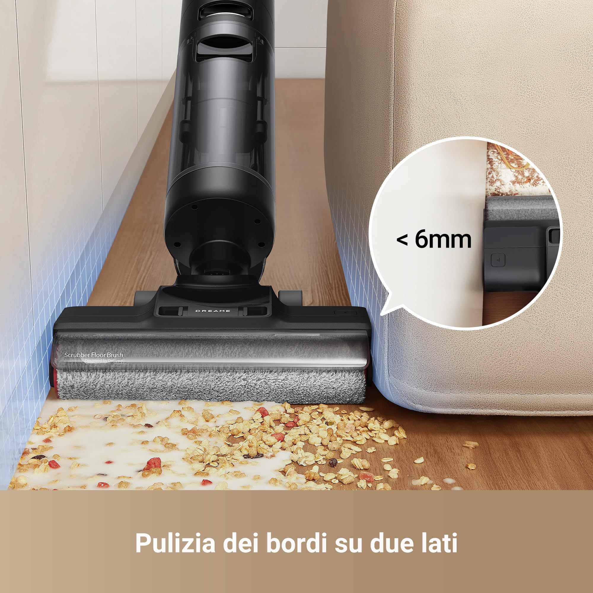 DREAME H12 Pro FlexReach Aspirapolvere Lavapavimenti, Design Piatto a 180°, 5 Min di Asciugatura, Aspirazione da 18.000 Pa, Pulizia a caldo a 90 °C, 50 Min di pulizia continua