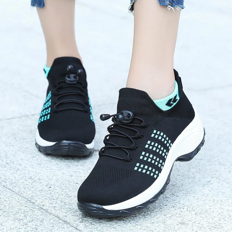 Scarpe da donna per camminare, sneakers traspiranti con tessuto a maglia, antiscivolo, scarpe casual.