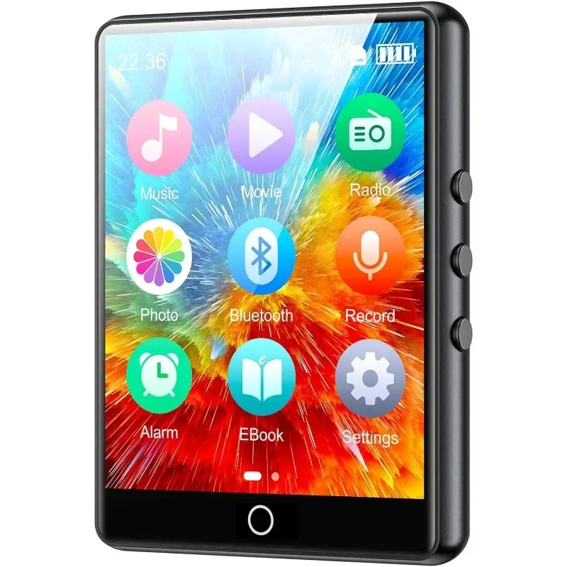 Lettore MP3 da 32GB con schermo touch da 2,8 pollici e Bluetooth 5.0, lettore musicale HiFi con altoparlante, radio FM, registratore, eBook e visualizzatore di immagini.