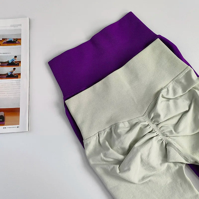 Completo Yoga Donna Senza Cuciture – Reggiseno Sportivo a Vita Alta e Leggings – Set Palestra Fitness per Allenamento e Pilates