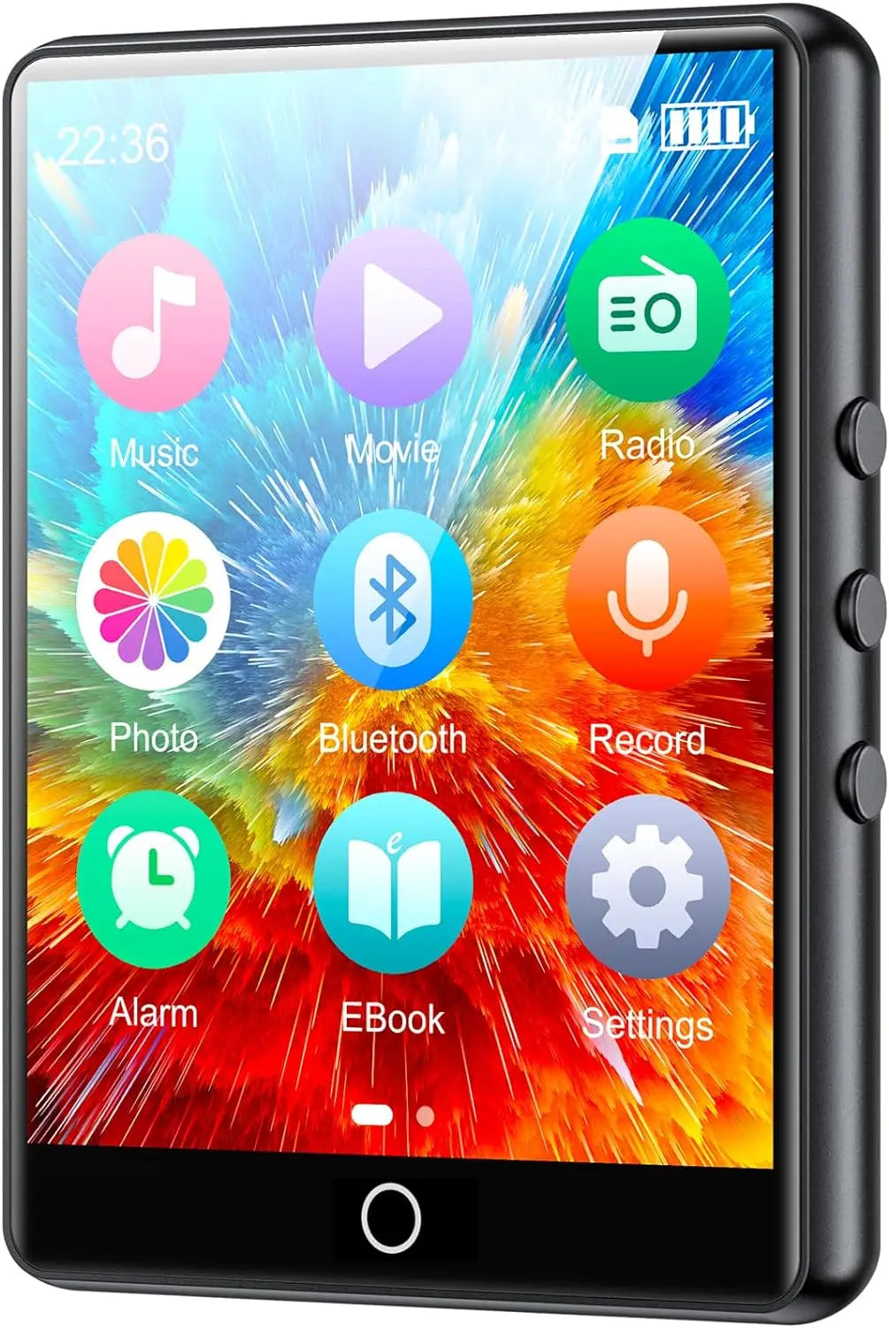 Lettore MP3 da 32GB con schermo touch da 2,8 pollici e Bluetooth 5.0, lettore musicale HiFi con altoparlante, radio FM, registratore, eBook e visualizzatore di immagini.